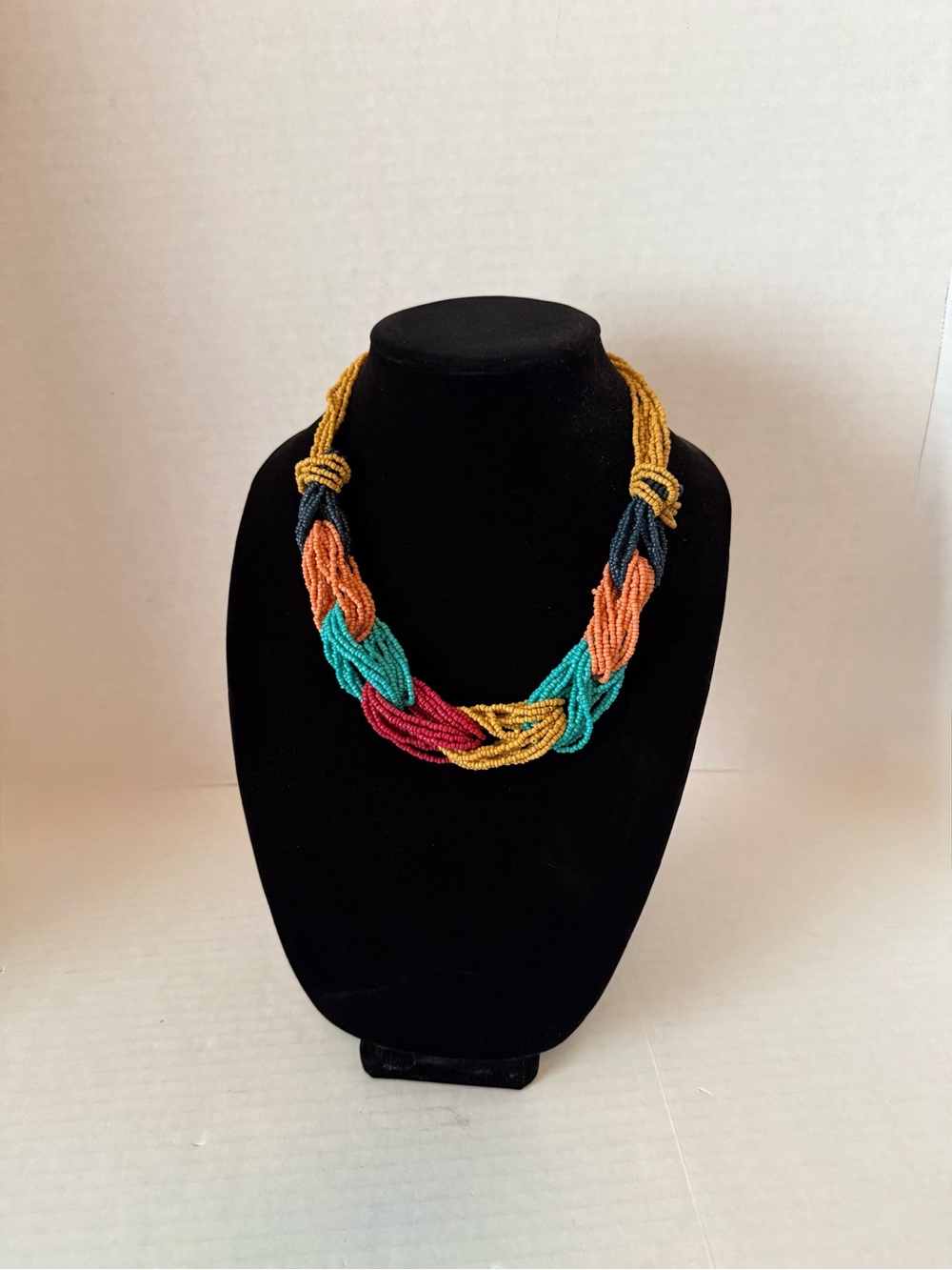 Vintage Western Multicolor Beaded Twist Necklace - Women Jewelry